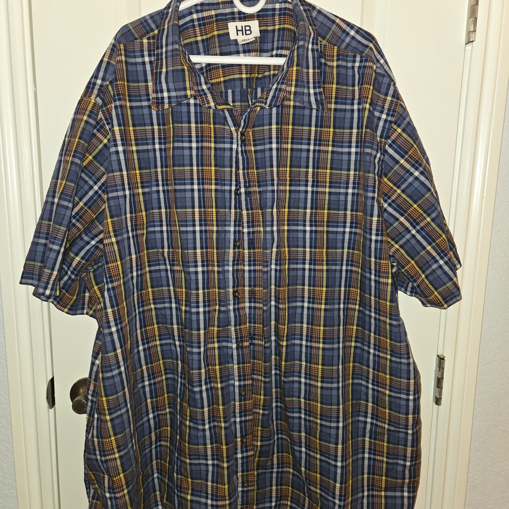 Harbor Bay Navy and Mustard Plaid Shirt